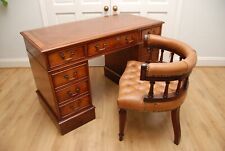 Antique Brights of Nettlebed Burr Walnut Pedestal Writing Desk with chair