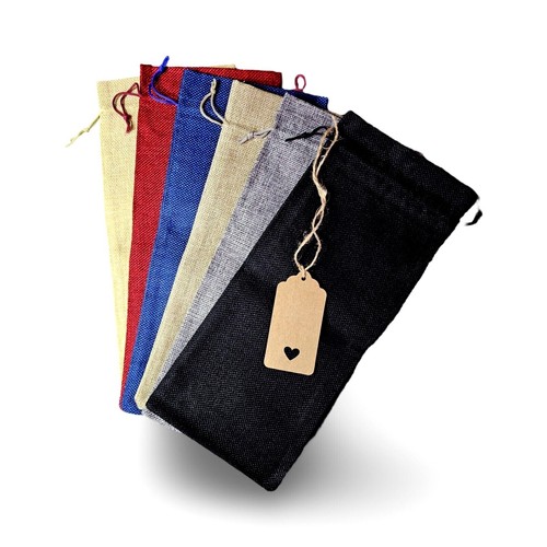Burlap gift bags set wine - gift,