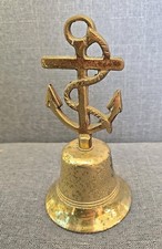 Vintage Antique Brass Bell with Anchor and Rope Handle.