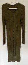 Peruvian Connection Cotton Cashmere Khaki Green Knit Dress Cardigan M 10