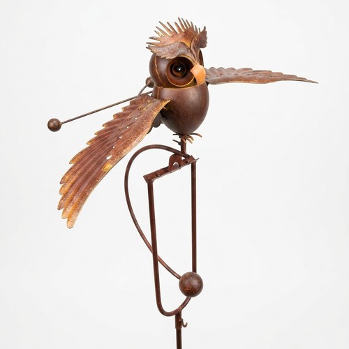 Iron owl garden stake - owl, outdoor
