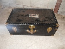 Vintage TRUNK Travel Case SUITCASE , Leather Handles Inner Tray Travel Stickers