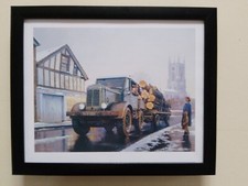 Malcolm Root print 'Yule Logs' Halstead / Latil Tractor  FRAMED