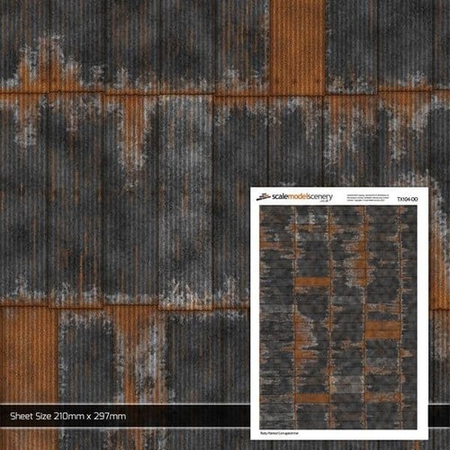 Rusty black corrugated iron - black,
