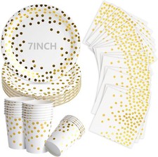 75Pcs White and Gold Paper