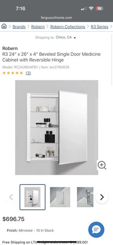 Robern beveled single door - beveled,