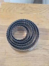 Set of 6 fluted round cookie or biscuit cutters. Stainless Steel.