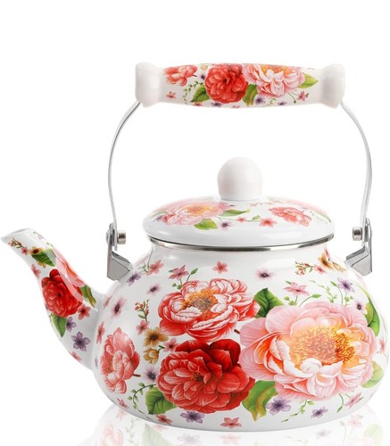 Enamel floral stovetop - enamel, water