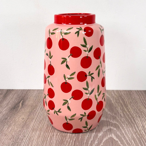 Springtime ceramic vase red - vase,