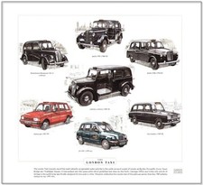 THE LONDON TAXI - FINE ART PRINT Austin FX3 FX4 LT1 TX1 Winchester Metrocab etc.