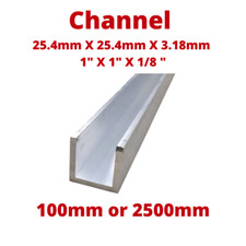 Aluminium channel 25 x 25mm x 3mm - U Section 2500mm Length Custom Size 6082 T6