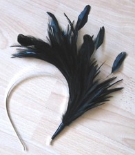 BLACK feather headband