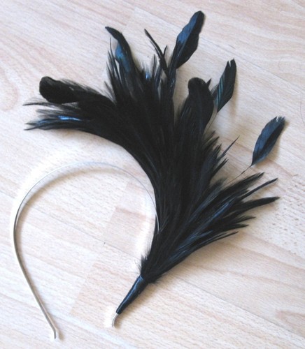 Black feather headband - black,
