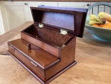 Vintage The Bombay Company Mahogany Wood Letter Box Desk Organizer Hinged Lid