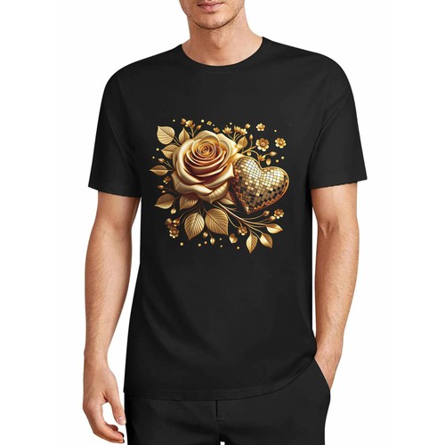 Golden rose and heart women - and, women's