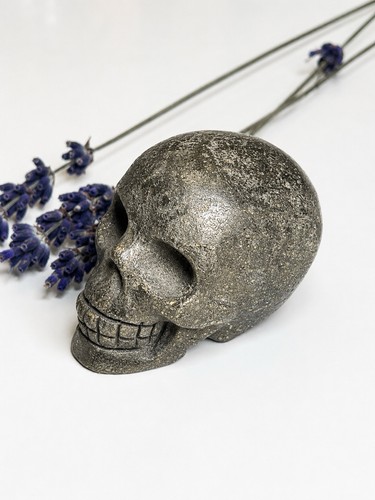 Golden pyrite skull crystal - golden,