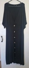 ASOS Curve Black Button Stretch Jersey Midi Maxi Midaxi Tea Dress 22 Worn Once