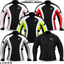 Ladies Women Motorcycle Waterproof Cordura Textile Jacket Motorbike CE Armours