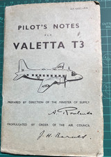 PILOT’S NOTES FOR VALETTA T3 ORIGINAL 1952 - RUSTY HINGES NO PAGES MISSING