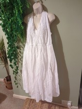 Monsoon White 56% Linen Midi