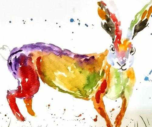 Colourful leaping hare 19cm - colourful,