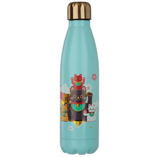 Water bottle skull - roses, cat
