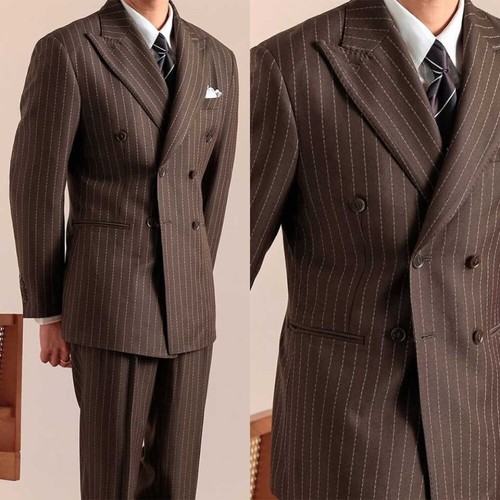 Men brown striped - striped, double