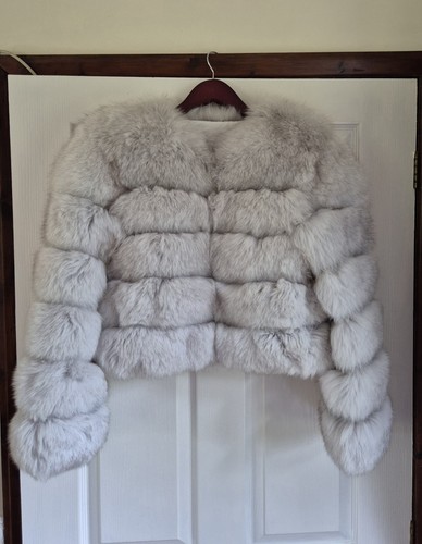 Natural white fox fur coat - white,
