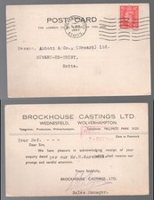 1949 KGVI Brockhouse Castings Ltd. 1d Wolverhampton, Staffs Postcard