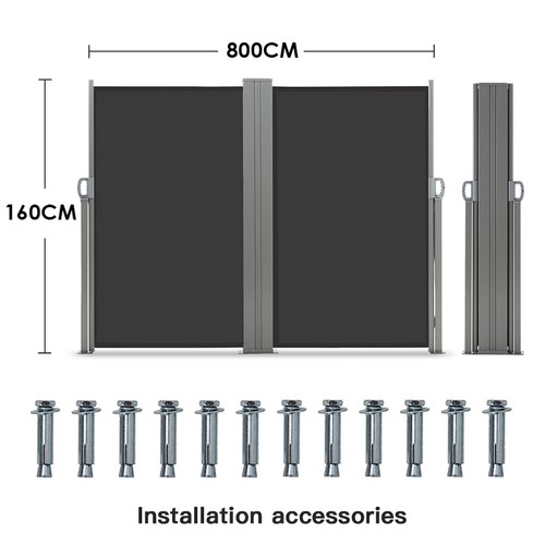 Retractable side awning or - side,
