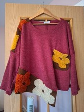BNWOT   Made In Italy  unusual  design dark red    jumper lsize   20-22