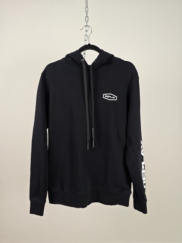 Replay hoodie logo - print, black