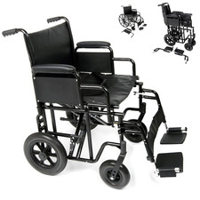 Bariatric Heavy Duty Attendant Propelled Transit Wheelchair with Extra Wide Seat