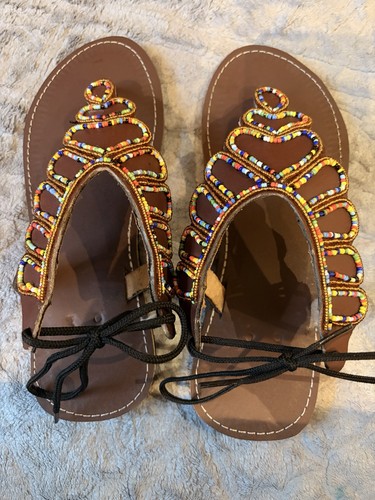 Handmade masai beaded leather - beaded,