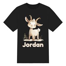 Personalised Cute Watercolour Goat Kids T-Shirt for Boys & Girls. Unisex. Custom