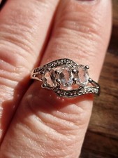 Sterling Silver Rose Danburite & Topaz Ring