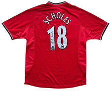 Manchester United 2000/2001 Home Shirt Paul Scholes 18 Mens Large Signed?
