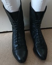 Roland Cartier Black Leather Lace Up  Boots 39 UK 6 Steampunk Goth Victorian