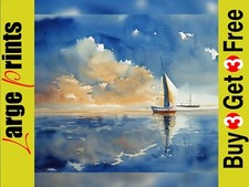 Boat at sea, watercolour