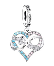 CLOSING DOWN SALE, New Sterling silver Brother Sister Infinite Love Dangle Charm