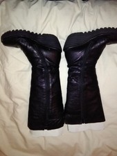 London Fly black leather wedge boots size 37 uk 4