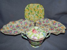 COLLECTION x 4 ART DECO CHINTZ WARE ~JAMES KENT & ROYAL ALBERT