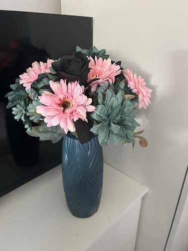 Teal vase and arrangement - teal,