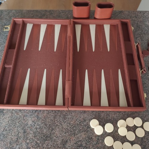 Backgammon set faux brown - backgammon,