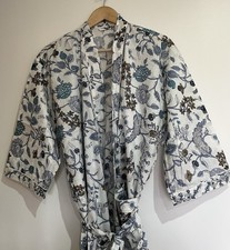 Indian Cotton Hand Block Print Hippie Long Kimono Bath Robe Nightwear Gown Dress