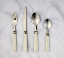 16PC Cutlery Set Cream Shade Handled Stainless Steel Dinning Gift Home Bar Deco