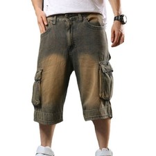 Men Cargo Pocket Denim Shorts