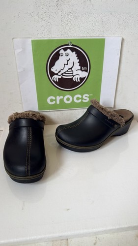 Crocs black fur lined clogs - crocs,