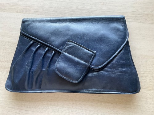 1940s large leather - , navy