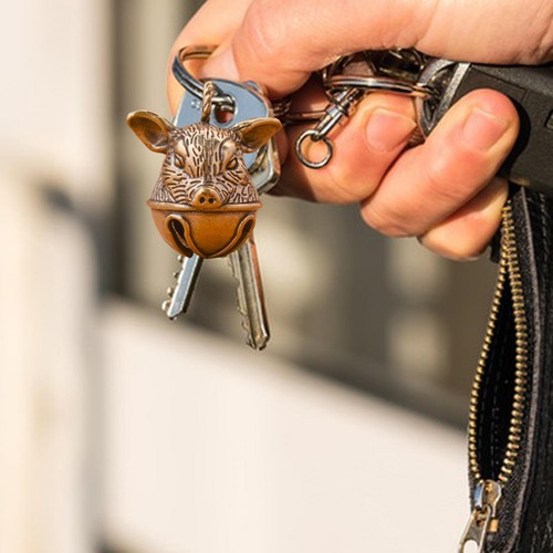 Pig head keychain pendant - pig, home